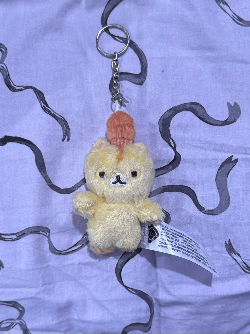 Kawaii Plush Cat Keychain with Mini Pastry - Yellow & Orange